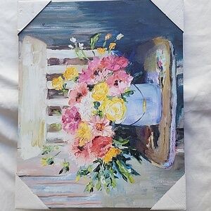 NWT Vibrant Floral Canvas Art